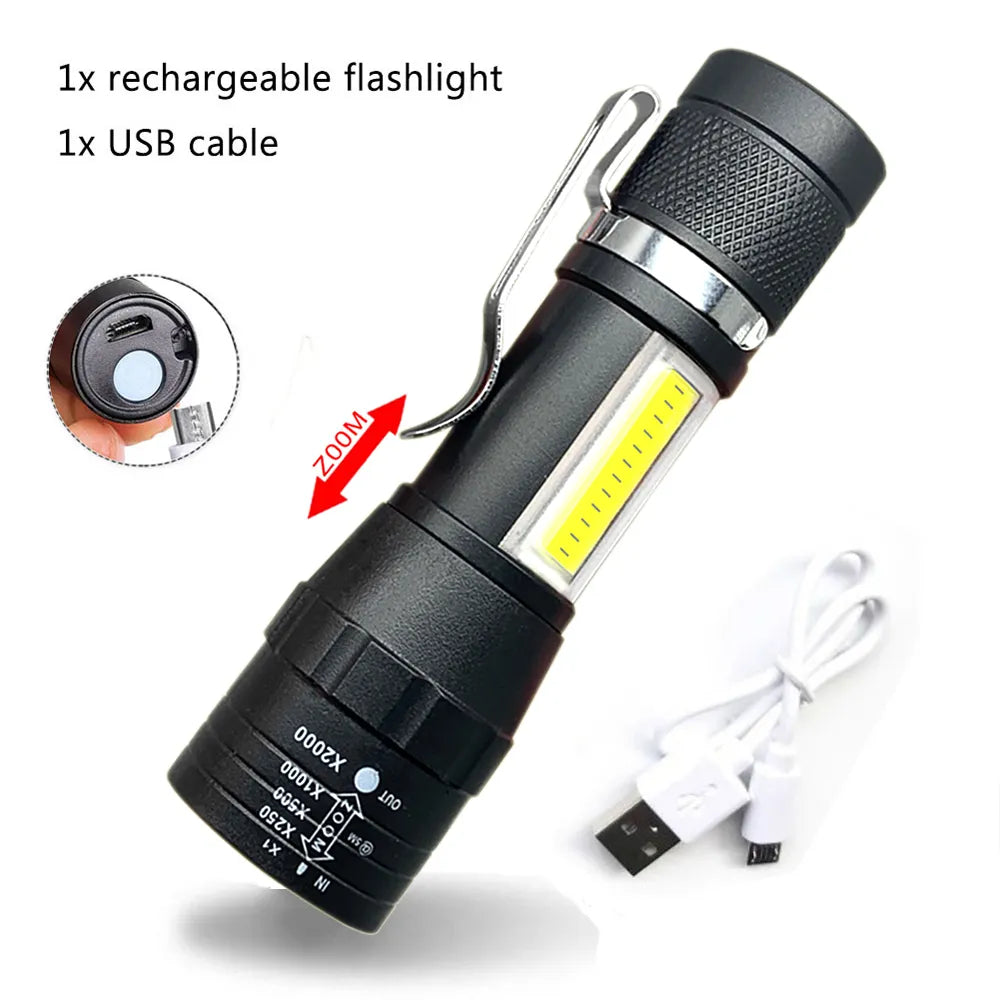 Portable Rechargeable Zoom LED Flashlight XP-G Q5 Mini Flash Light Torch Lantern 3 Lighting Modes Camping lamp-WAYBIKER