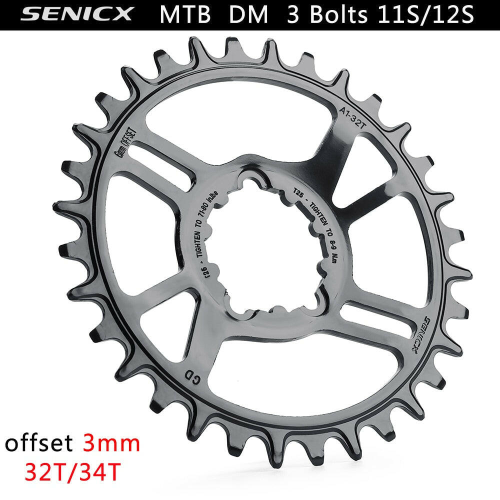 SENICX Offset 3mm/6mm 11S 12s Chainrings 32T/34T Steel  offset 3mm boost, for GXP Direct Mount Crank, compatible Eagle-WAYBIKER