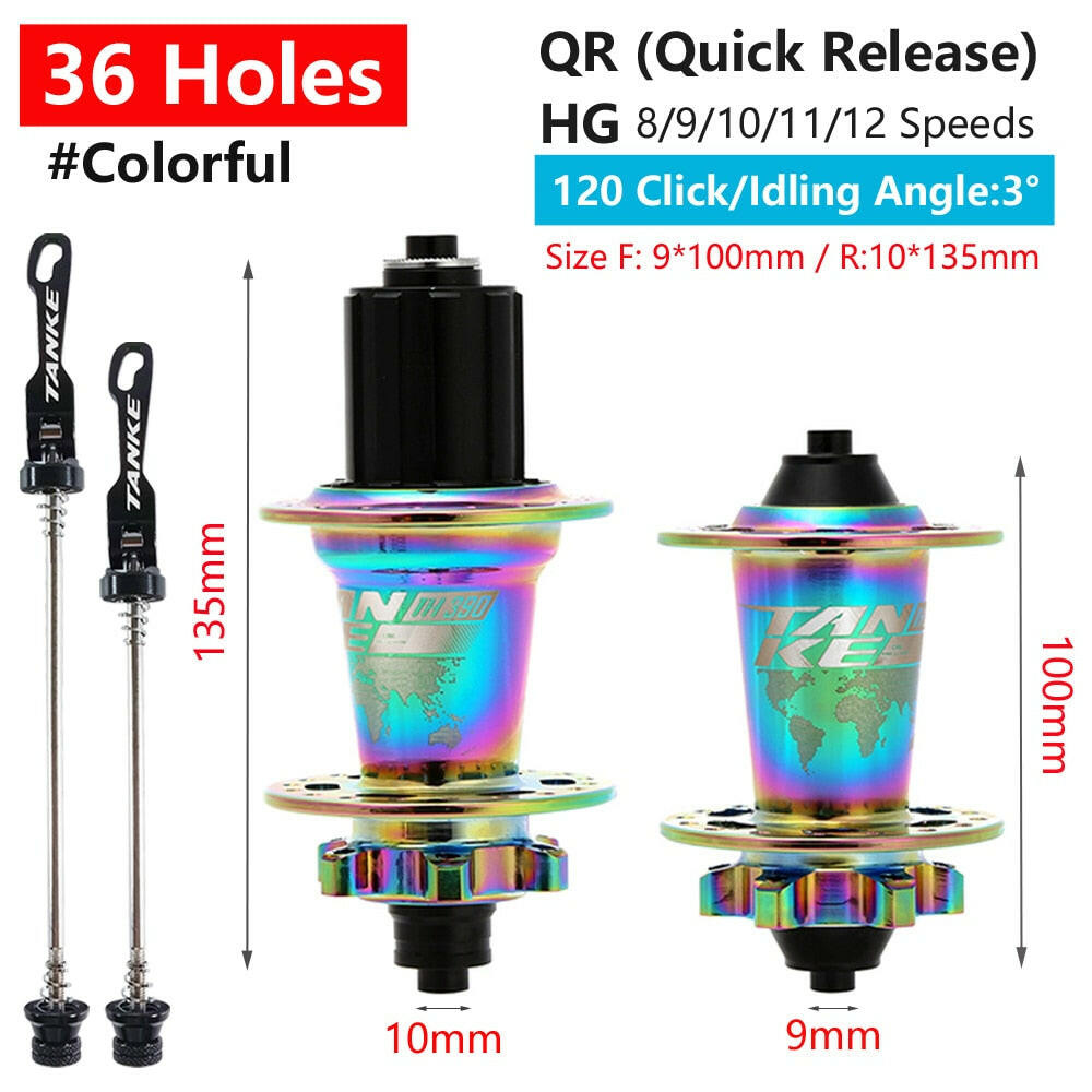 TANKE 120 Click Hub 6 Bearing MTB Mountain Bike Hub Front Rear Thru HG 28 32 36 Holes Disc Brake Bicycle Hubs 8 9 10 11 12 Speed-WAYBIKER