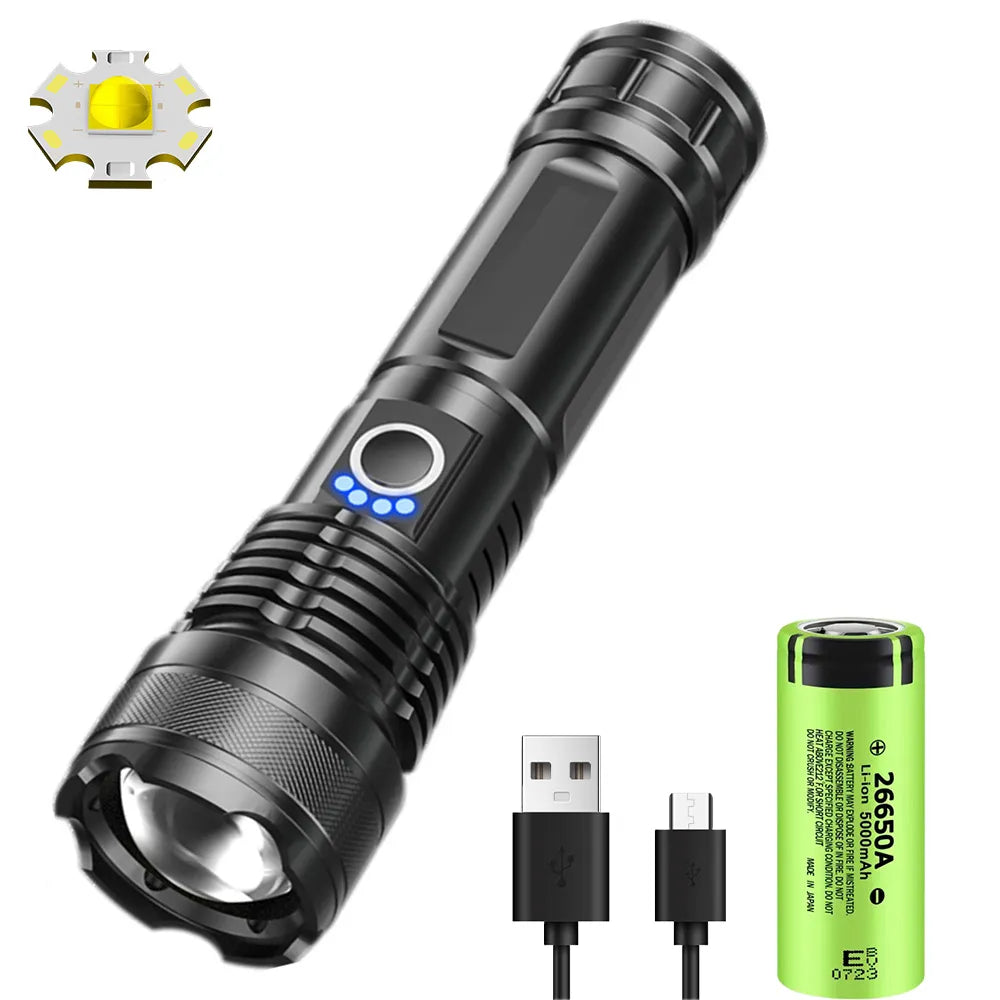 USB Rechargeable LED Flashlights High Lumens Super Bright Tactical Handheld Flash Light Zoomable,Waterproof  Emergency Lantern-WAYBIKER