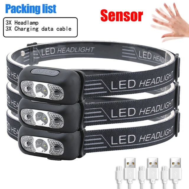 4 IN 1 Mini Multifunction LED Headlamp USB C Rechargeable Head Flashlight With Strong Magnet Cap Clip Light For Fishing Camping-WAYBIKER