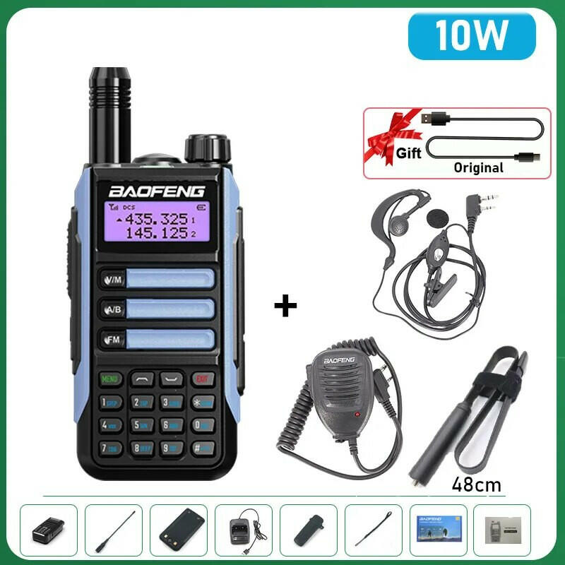 BaoFeng UV-16 Plus Walkie Talkie High Power USB C 10KM Long Range UV-16 Two Way Radio Dual Band Waterproof Transceiver FM Radio-WAYBIKER