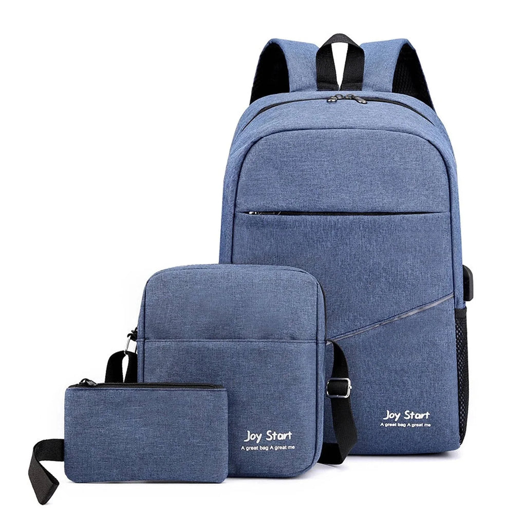 Men Women 3pcs Backpack Set Laptop Backpack Shoulder Bag Small Pocket for Outdoor Camping Travel Work Fits Up to 15.6inches-WAYBIKER