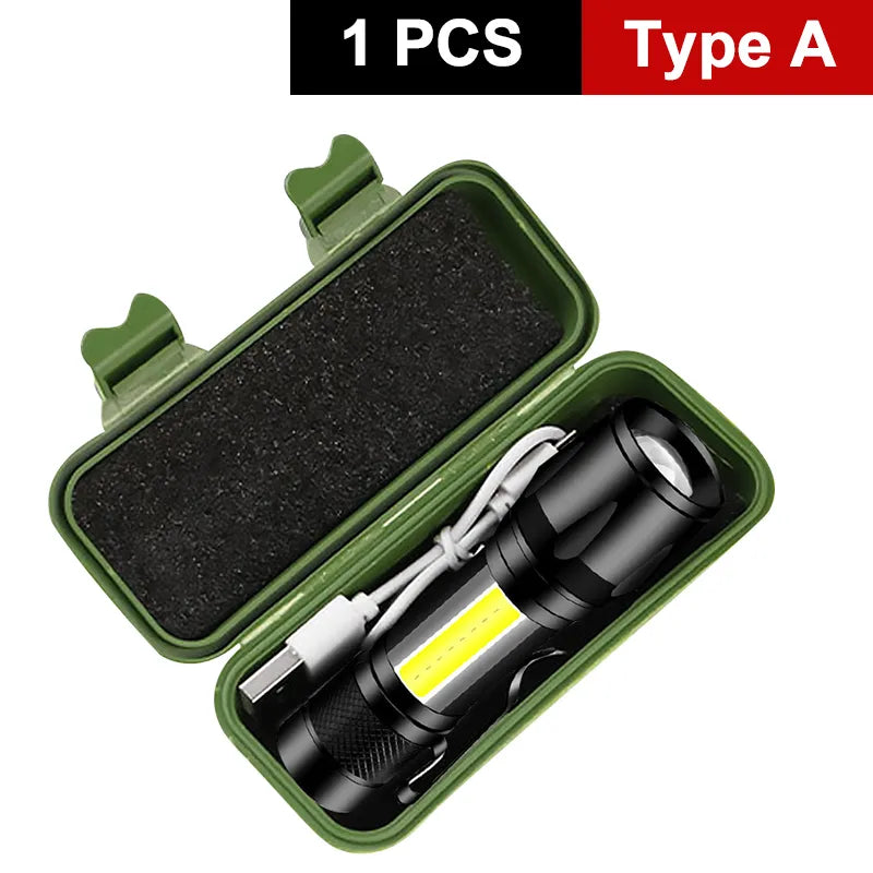 Mini Rechargeable LED Flashlight High Power Zoom Torch Outdoor Camping Strong Lamp Lantern Waterproof Tactical Flashlight mini-WAYBIKER