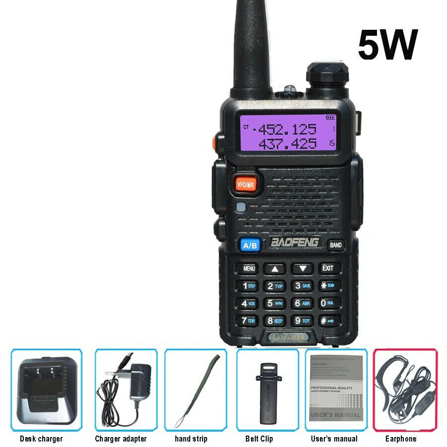 Original Baofeng UV-5R FM Walkie Talkie 5W Portable Ham Amateur CB Radio Dual Band VHF/UHF Transceiver Two Way Radios Hunting-WAYBIKER