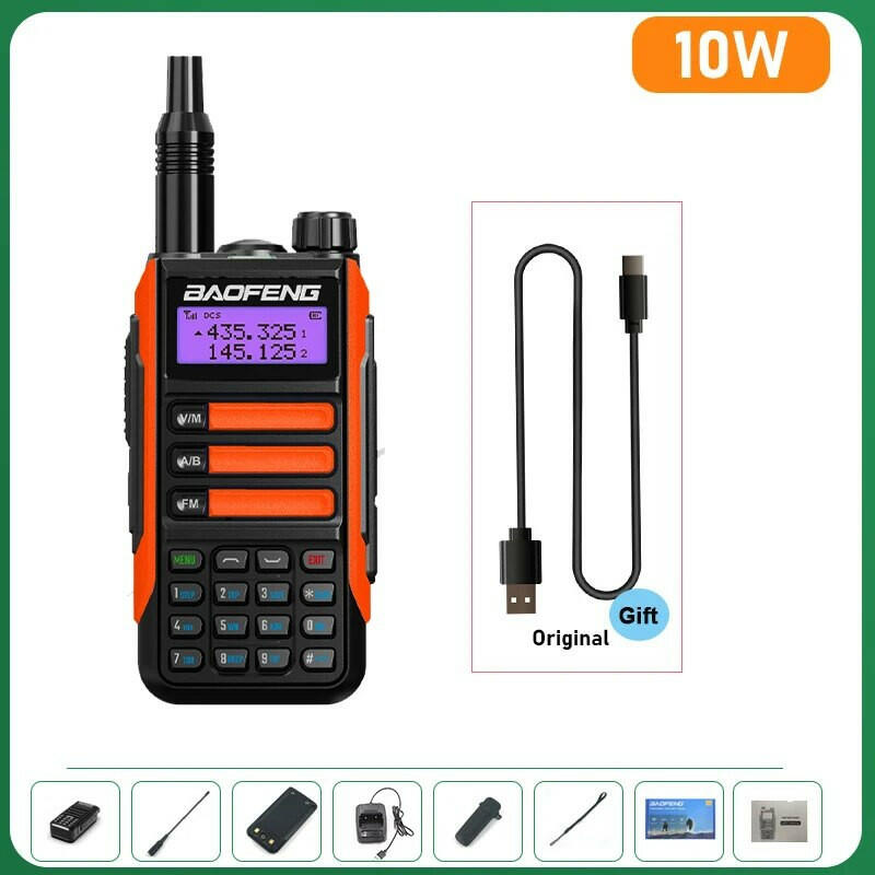 BaoFeng UV-16 Plus Walkie Talkie High Power USB C 10KM Long Range UV-16 Two Way Radio Dual Band Waterproof Transceiver FM Radio-WAYBIKER