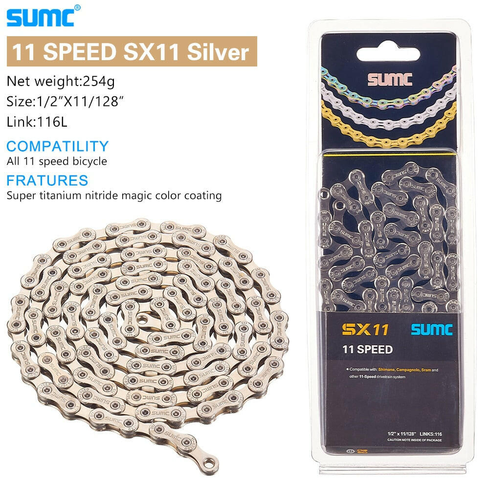 SUMC Bicycle Chain SX11SL 11Speed 116L With MissingLink 11V Mountainbike/Road Bike Diamond Chain Bicycle Part With Original box-WAYBIKER