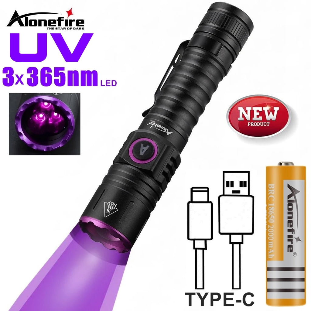 15W UV 365nm High power Blacklight USB Flashlight Invisible Ink Marker Cat Dog Urine Tinea Ore Money Scorpion Fluorescence Light-WAYBIKER