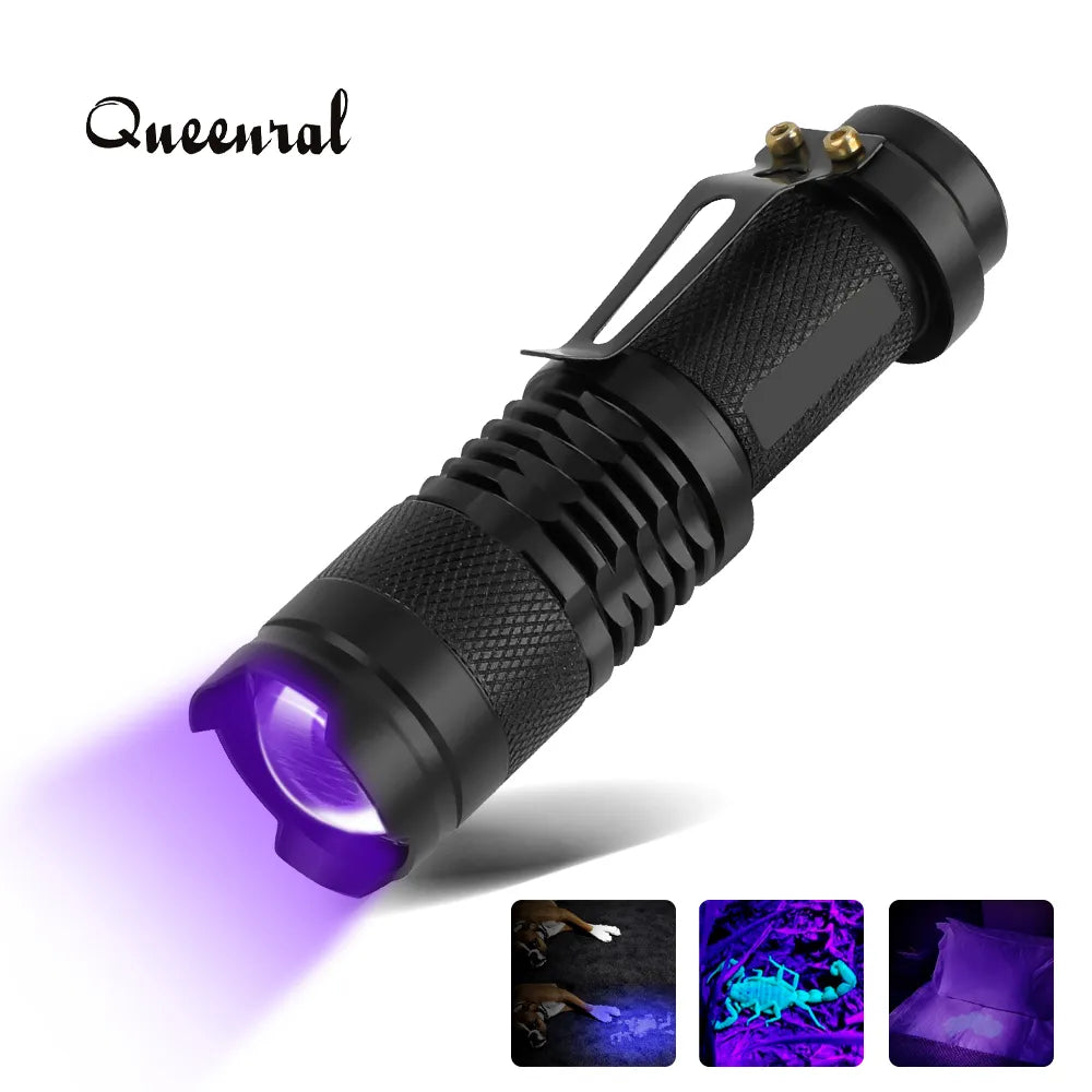 UV Light LED Flashlight UV Torch Ultraviolet Lamp Outdoor Portable Zoom Waterproof Mini UV Flashlight Detector Scorpion Hunting-WAYBIKER