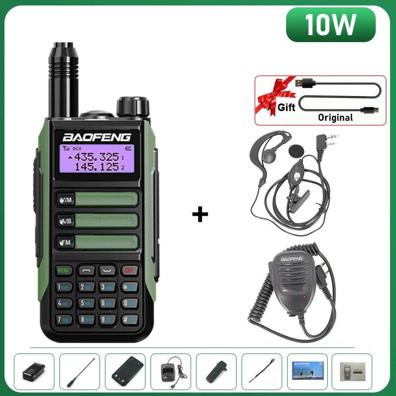 BaoFeng UV-16 Plus Walkie Talkie High Power USB C 10KM Long Range UV-16 Two Way Radio Dual Band Waterproof Transceiver FM Radio-WAYBIKER