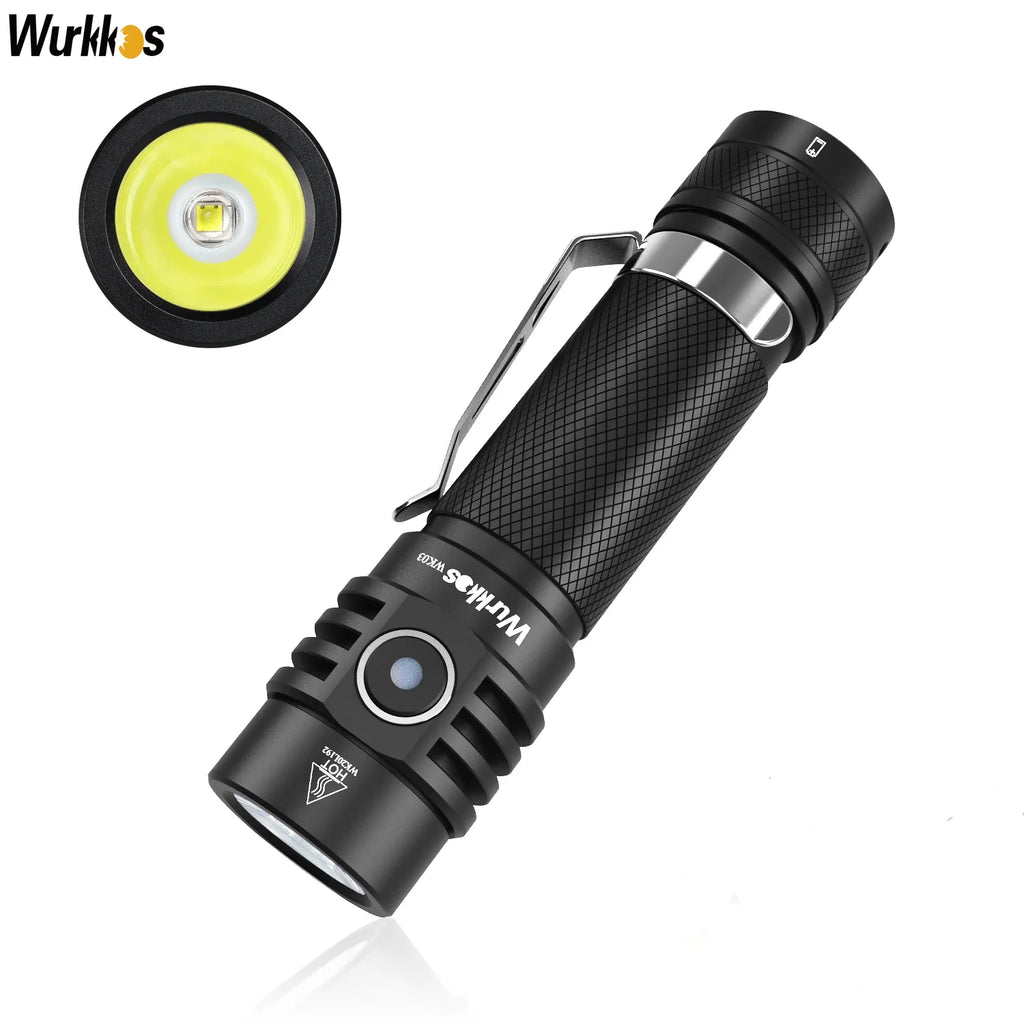 Wurkkos WK03 LED Flashlight 18650 Torch 1800LM ATR Luminus SST40 Rechargeable USB C Light IP68 Waterproof for Hiking Camping-WAYBIKER