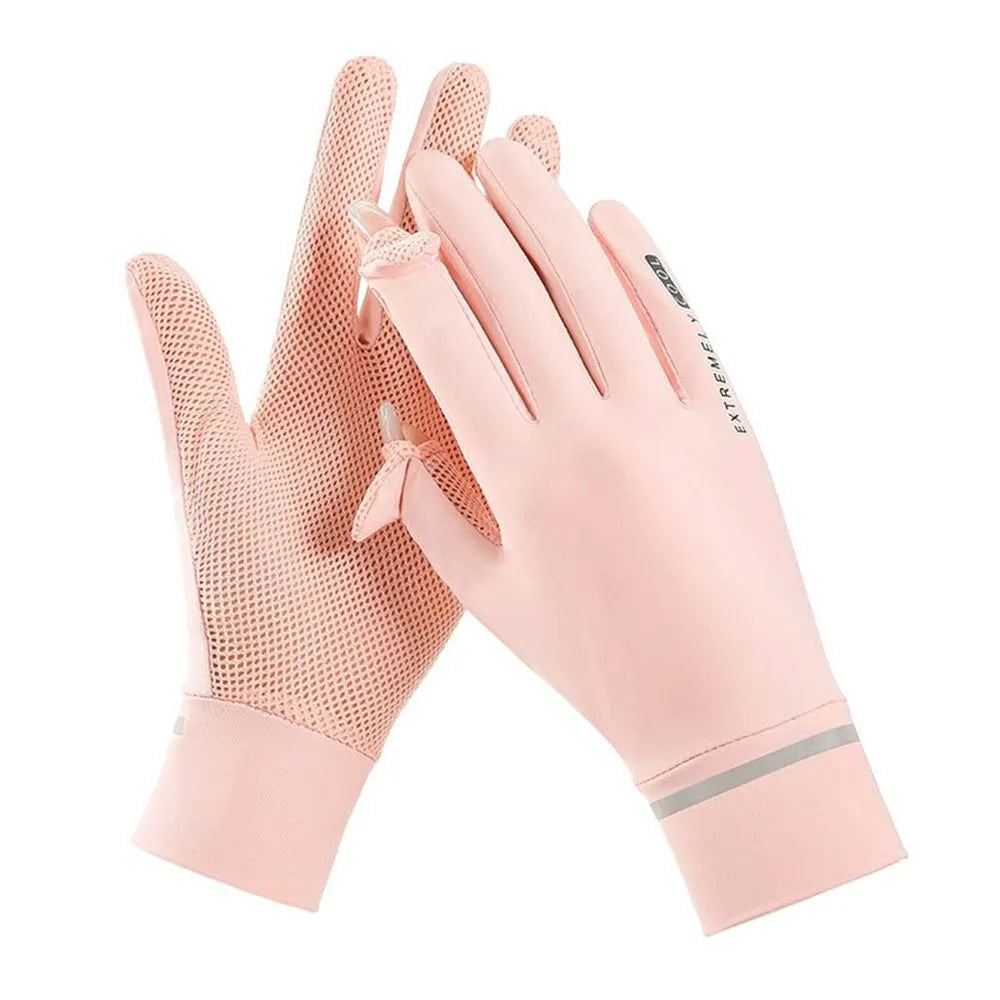 Lady Sunscreen Ice Silk Gloves Female Summer Sun Protection Gloves Fashion Cycling Driving Running Mittens Thin Anti-UV Gloves-WAYBIKER