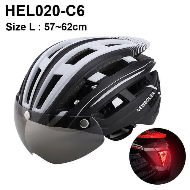 NEWBOLER Cycling Helmet Man Women LED Light Helmet Road Mountain Bike Helmet Lens For Riding Bicycle Sports Skateboard Scooter-WAYBIKER