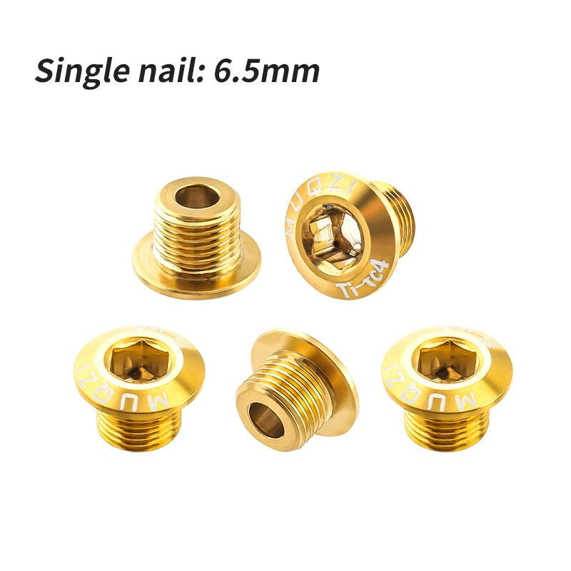 MUQZI 5PCS Chainring Bolts TC4 Titanium Alloy Single Double Chainring Screws For MTB Road BMX Bike Crank Chainwheel Bolts-WAYBIKER