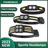 2023 270° Powerful Headlamp Type-C Rechargeable LED Front Lamp Motion Sensor Head Flashlight Repairing Camping Sport Head Torch-WAYBIKER
