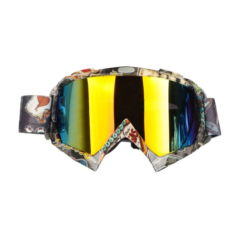 Amazing Water Transfer Technology Fancy Drawing Motorcycle Riding Glasses Dazzling Colorful Lens Anti Impact Motorbike Eyewear