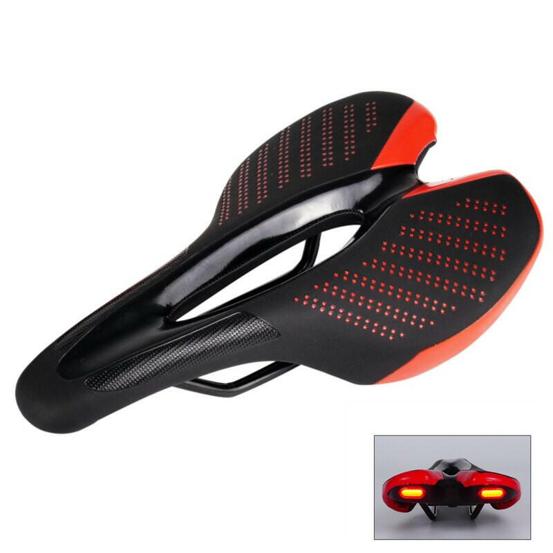 ZHIQIU Bike Saddle With Tail Light Comfortable MTB Saddle Lightweight Bicycle Saddle Seat Cycling Bike Parts-WAYBIKER