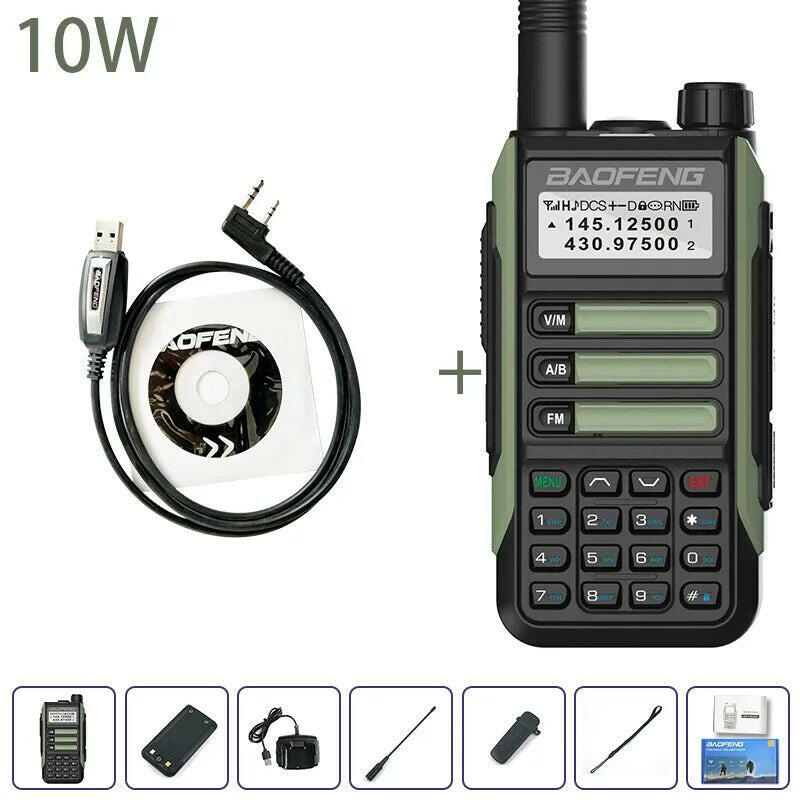 Baofeng UV-16 Plus Walkie Talkies Long Range 10KM Waterproof Two Way Radio10W VHF UHF Band UV 16 Pro USB Type C Upgrade of UV-5R-WAYBIKER