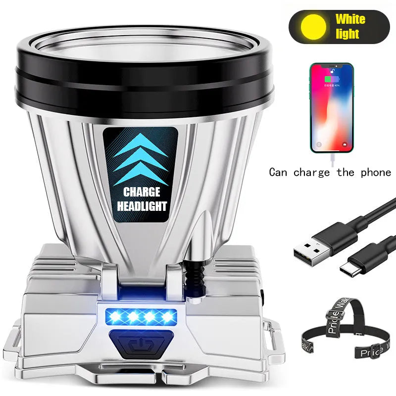 Headlamp High Power Super Bright Rechargeable Outdoor Fishing Camping Hiking Led Flashlights Waterproof Headwear Headlights-WAYBIKER