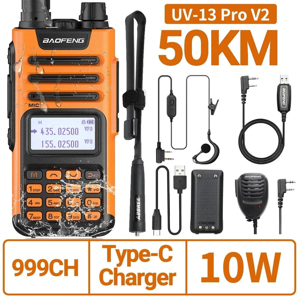 BaoFeng UV-13 PRO V2 V1 Walkie Talkie M-13 Pro Dual Band 999 Channels Type-C  Long Range UV-5R Transceiver Ham CB Two Way Radio-WAYBIKER