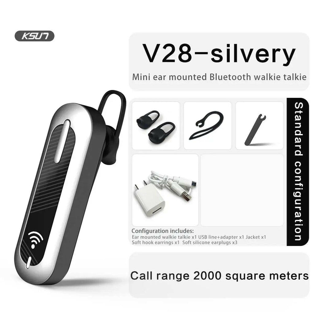 Wireless Set Ear Hook Walkie Talkie 2pcs Mini Radio  Korean Frequency Small Radio Vox Set  Blue tooth Transceiver KSUT X-V28-WAYBIKER