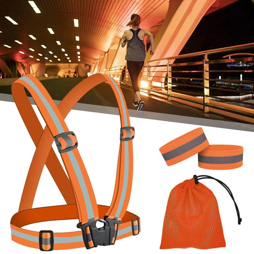 Running Reflective  Adjustable Glowing Reflector Reflector Straps for Night Walking Outdoor Activities Motor  Men Women-WAYBIKER