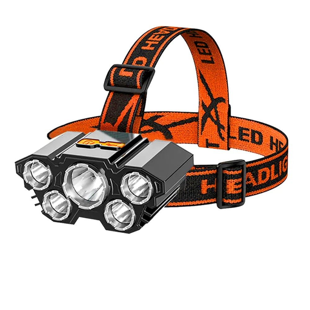 USB Rechargeable Headlamp Portable 5LED Headlight Built In Battery Torch Portable Working Light Fishing Camping Head Light-WAYBIKER