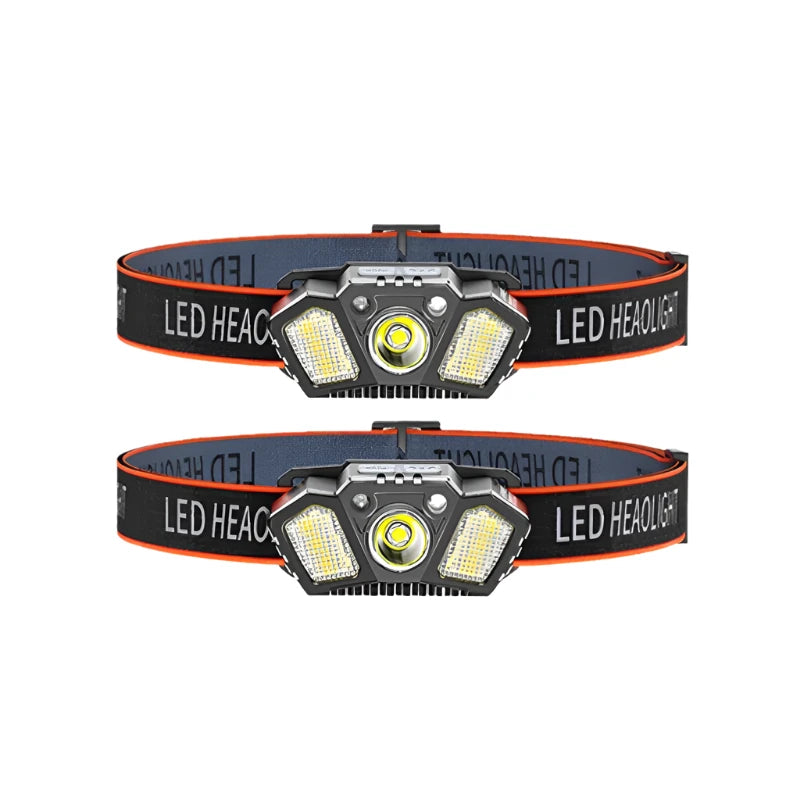 Portable Headlamp with Wave Sensor 5 Modes XPE+COB LED Red Caution Light USB Rechargeable Head Lamp For Fishing Camping Hiking-WAYBIKER