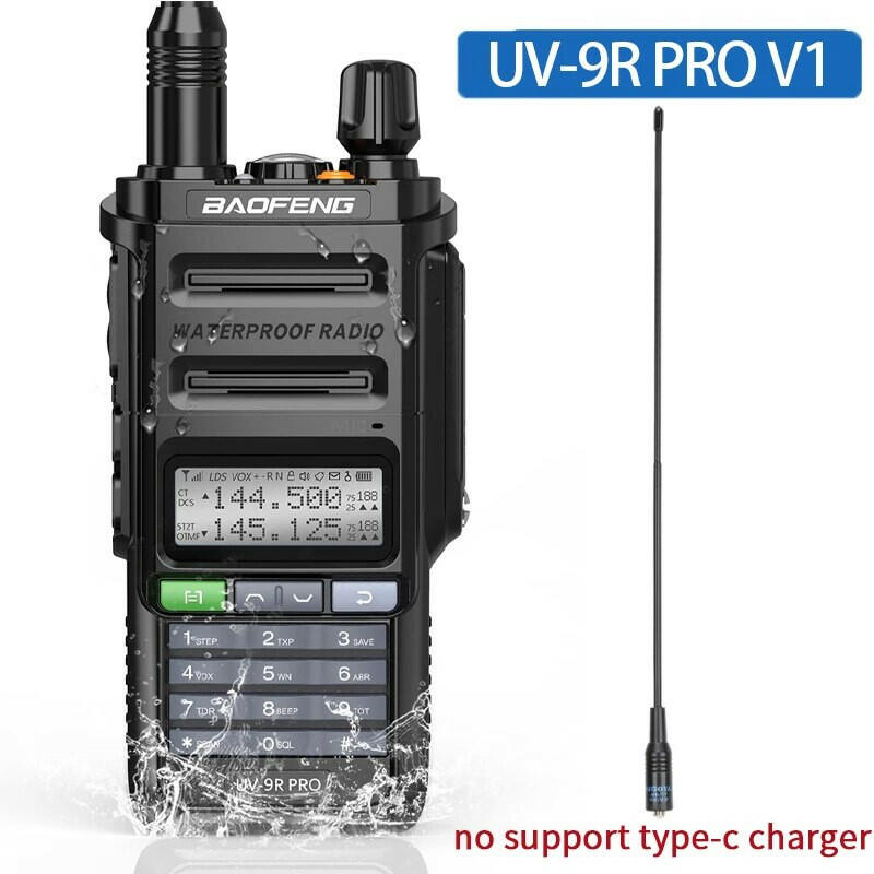 2023 Baofeng UV-9R Pro V1 V2 Waterproof IP68 16KM Walkie Talkie Type-C Charger UHF VHF Long Range UV-5R Upgrade Ham CB Radio-WAYBIKER