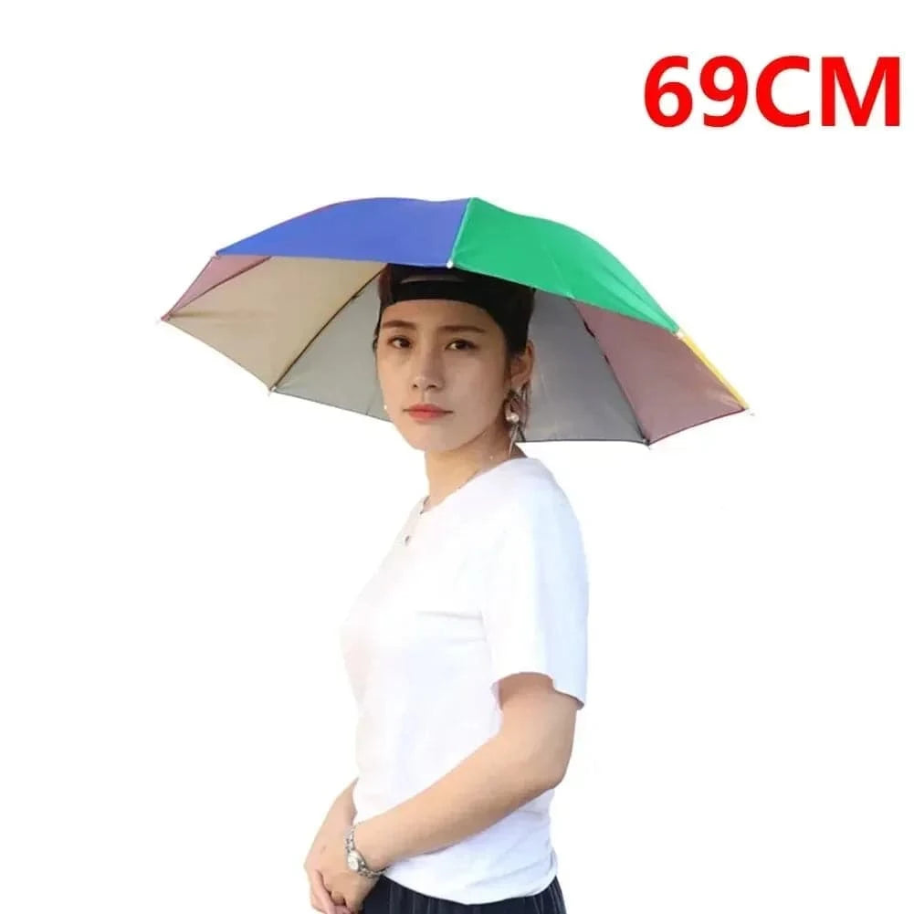Foldable Outdoor Umbrella Hat Women Men Fishing Double Layer Headwear Sun Cap Camping Fishing Headwear Cap Beach Head Hats-WAYBIKER
