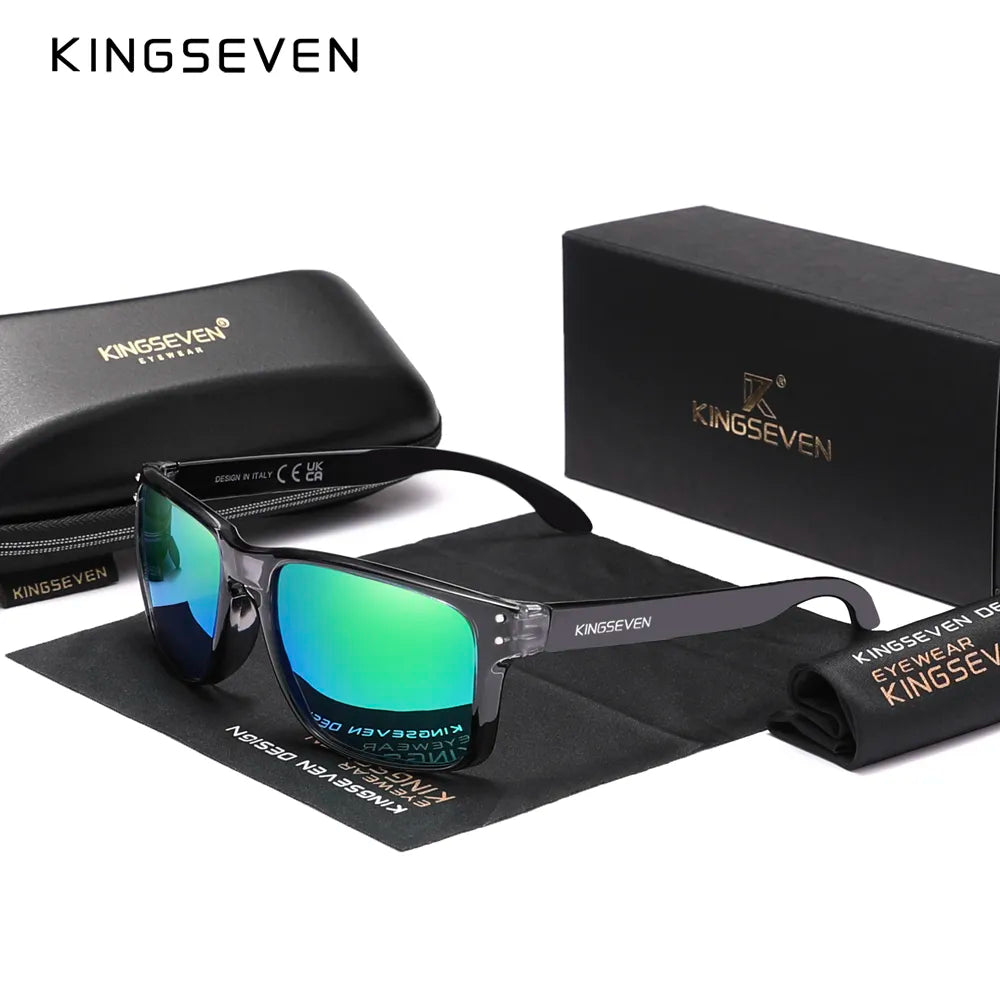 KINGSEVEN Brand Square Retro TR90 Polarized Sunglasses Women Men Carbon Fiber Pattern Design Outdoor Sports Eyewear-WAYBIKER
