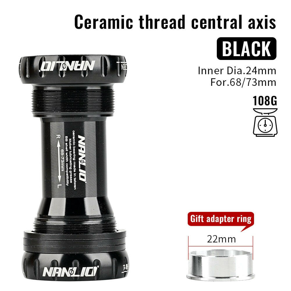 Nanlio BSA Bearing Bottom Bracket Screw Type 68/73 mm Bicycle Axis MTB Road Bike Aluminum Alloy Waterproof Crank Set Axis Parts-WAYBIKER