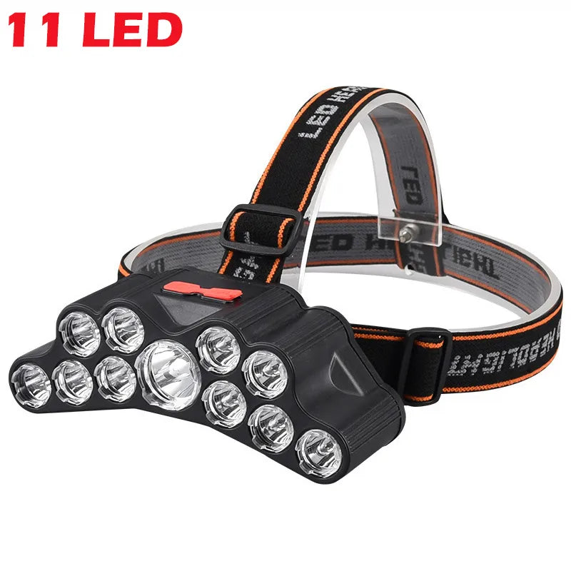 5/11 LED Headlamp Strong Light Head Lamp USB Rechargeable Headlight Built-in 18650 Battery Fishing Flashlight Outdoor Lantern-WAYBIKER
