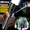 1500m White Laser Flashlight Super Bright Type-c Recharging Torch Powerful LED Flashlights Zoom With COB Lamp Tactics Lanterns-WAYBIKER