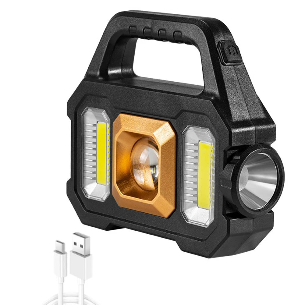 Solar Led Flashlight Power Bank Super Bright COB Work Lights Portable Searchlight USB Rechargeable Lantern Outdoor Camping Light-WAYBIKER