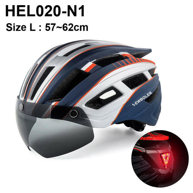 NEWBOLER Cycling Helmet Man Women LED Light Helmet Road Mountain Bike Helmet Lens For Riding Bicycle Sports Skateboard Scooter