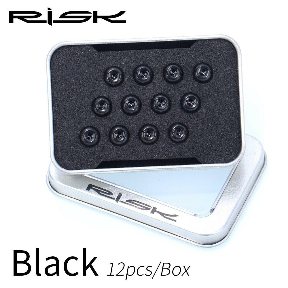 RISK 12pcs/box Mountain Road Bike Bicycle TC4 Titanium M5X10mm Disc Brake Rotor Fixing Bolts Screws T25 Torx Round Head-WAYBIKER
