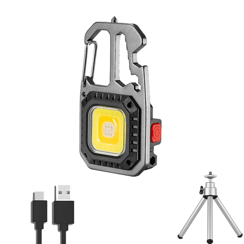 Mini LED Flashlight Work Light Rechargeable Keychain Lamp Outdoor Camping Torch Portable Pocket Wrench Screwdriver Safety Hamme-WAYBIKER