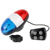 6 LED 4 Tone Sounds Bicycles Bell Police Car Light Electronic Horn Siren Bike Rear Taillight Bike Lamp Bell Cycling Accessories-WAYBIKER