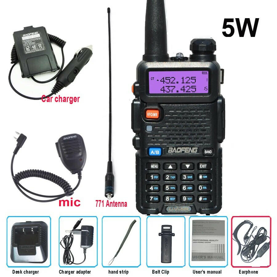 Original Baofeng UV-5R FM Walkie Talkie 5W Portable Ham Amateur CB Radio Dual Band VHF/UHF Transceiver Two Way Radios Hunting-WAYBIKER