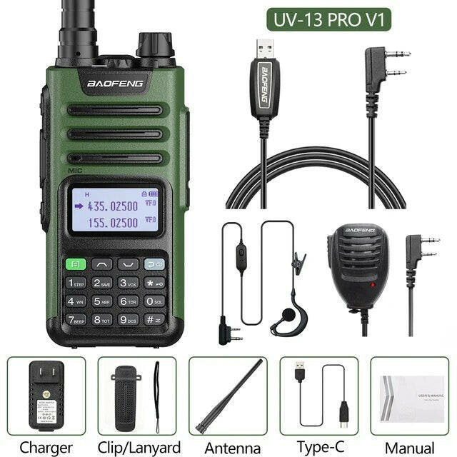 Baofeng UV-13 PRO Ham Radio 16 KM Long Range Distance Dual Band 999 Channel Type-C Charging Walkie Talkie Upgrade UV-5R UV-10R-WAYBIKER