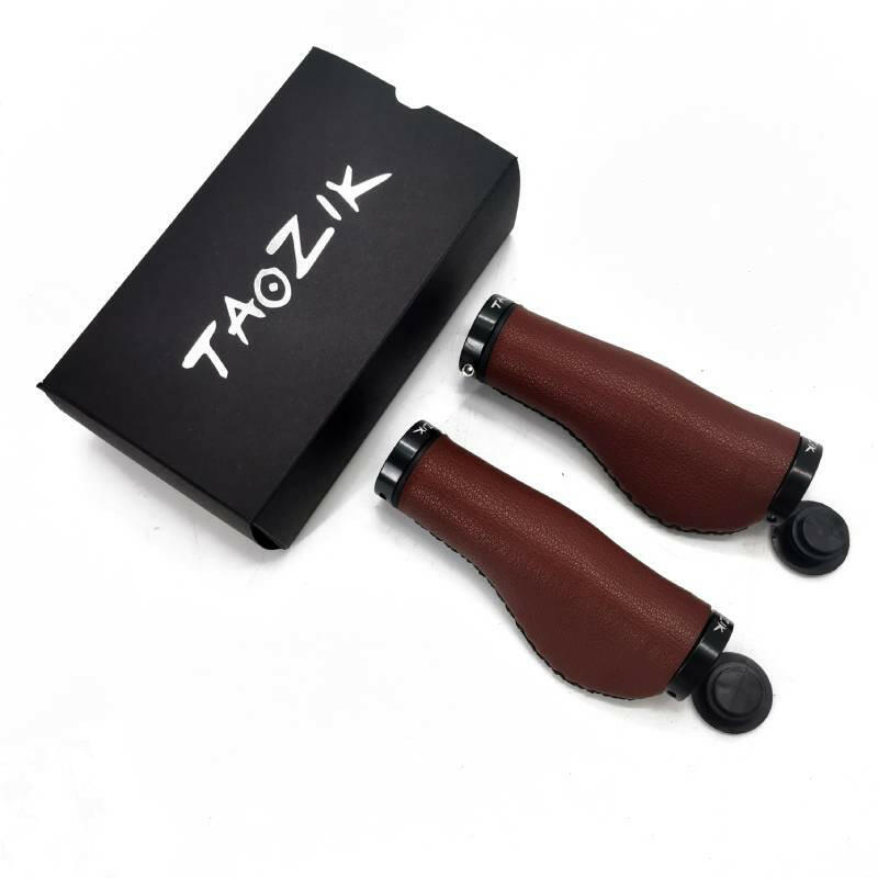 TAOZIK Fiber leather Bicycle Handlebar Grips City Bike Scooter MTB Cover Handle Bar End Non-slip Aluminum Lock Bike Accessories-WAYBIKER