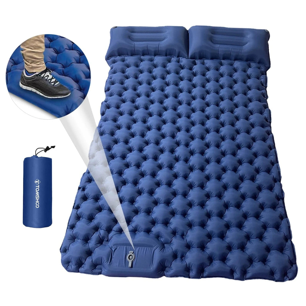 Tomshoo Inflatable Mattress 2 Person Camping Mat with Air Pillow Portable Air Mattress Waterproof Backpacking Sleeping Pad-WAYBIKER