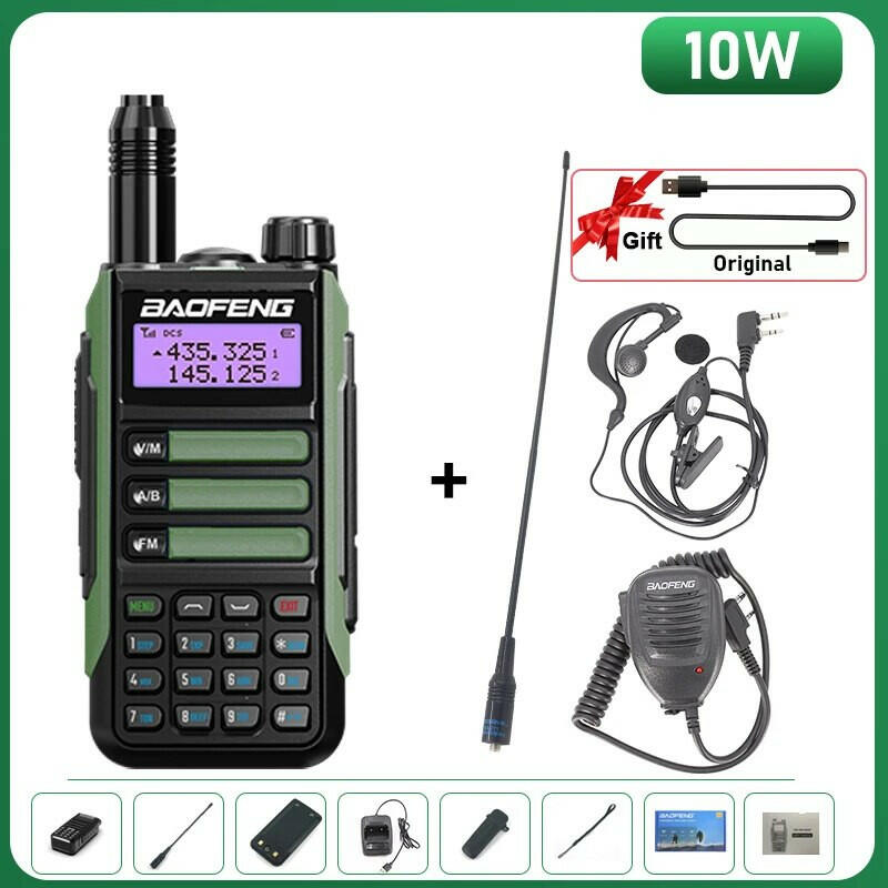 BaoFeng UV-16 Plus Walkie Talkie High Power USB C 10KM Long Range UV-16 Two Way Radio Dual Band Waterproof Transceiver FM Radio-WAYBIKER