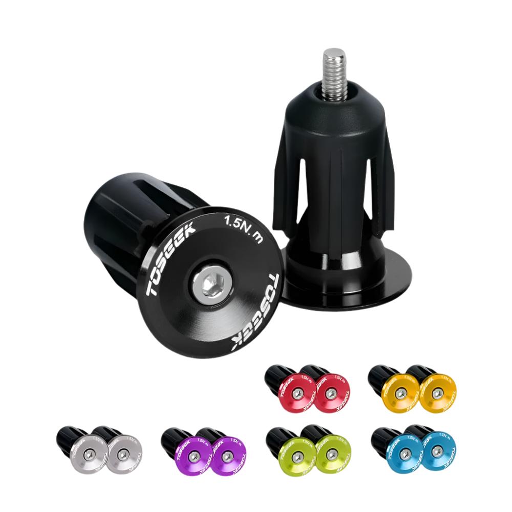 TOSEEK Bicycle Grip Handlebar End Cap Aluminium Alloy Lock MTB Handlebar Grips End Plugs for Bike Handlebar Accessory 1 Pair-WAYBIKER