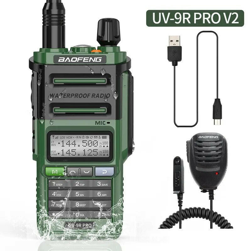 2023 Baofeng UV-9R Pro V1 V2 Waterproof IP68 16KM Walkie Talkie Type-C Charger UHF VHF Long Range UV-5R Upgrade Ham CB Radio-WAYBIKER