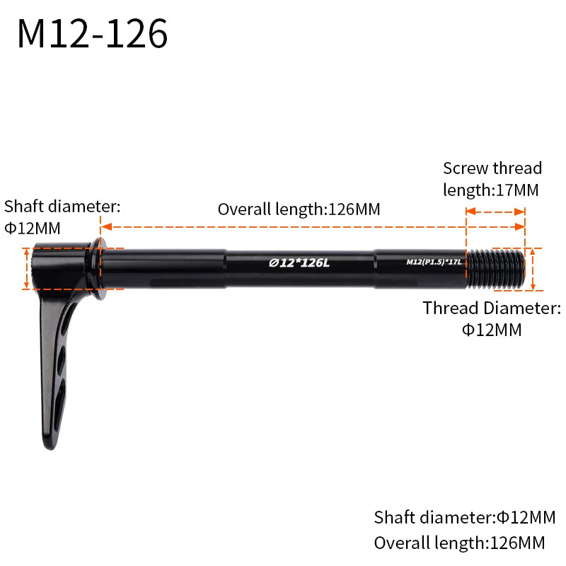 Lebycle MTB Quick release Thru Axle Road Bike Screw Shaft DT Structure Skewers 12mm Wheel Axis Hub Rear M12 M15 x 148-WAYBIKER