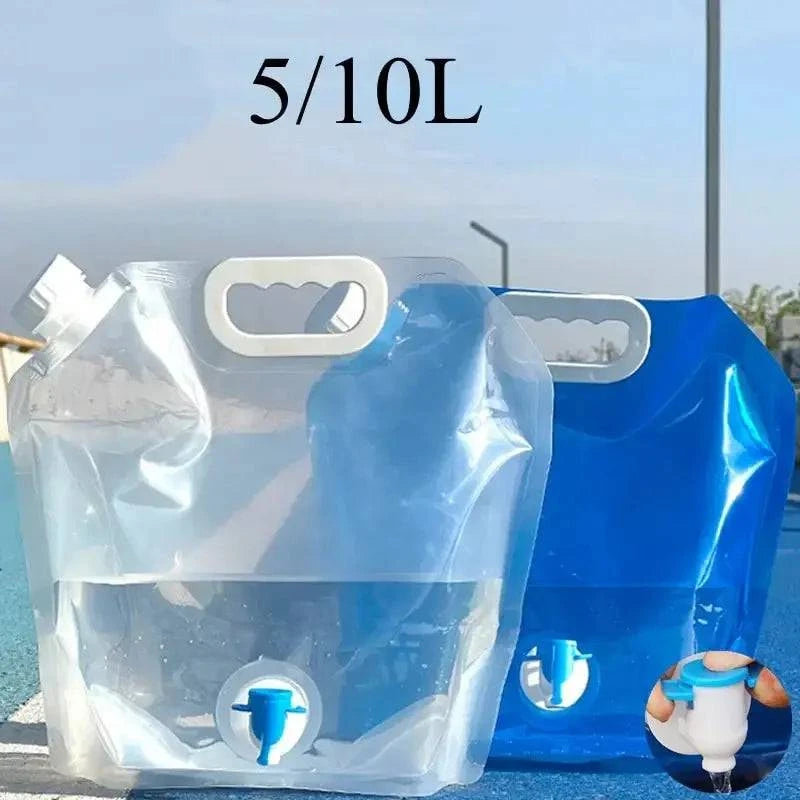 5/10L Camping Water Bag Portable Folding Water Bucket Large Water Container Outdoor Travel Collapsible Pouch Can Camping Supplie-WAYBIKER