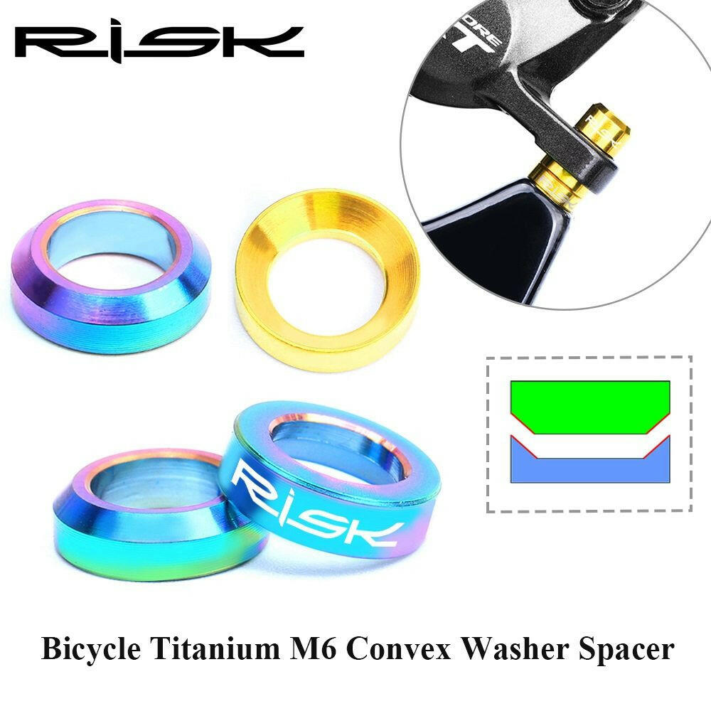 2pairs RISK Mountain BMX Bike Bicycle Titanium M6 Concave and Convex Washer Spacer For Disc Brake Caliper Group