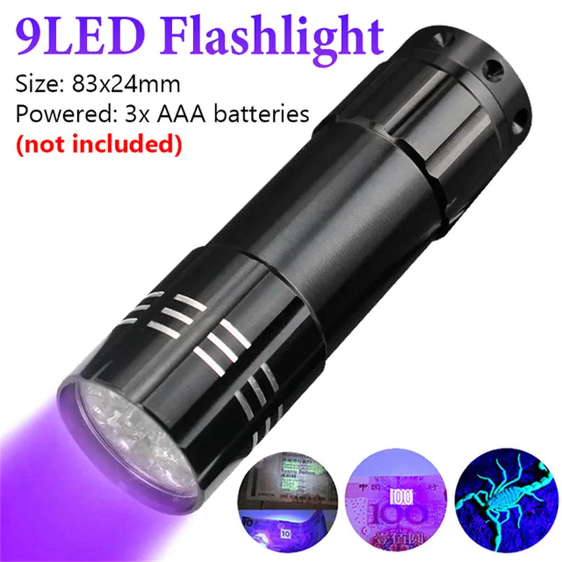 UV Flashlight Purple White Dual Light 395nm Ultraviolet Torch Zoom Flashlight Detection Lighting Lamp for Pet Stains Hunting-WAYBIKER